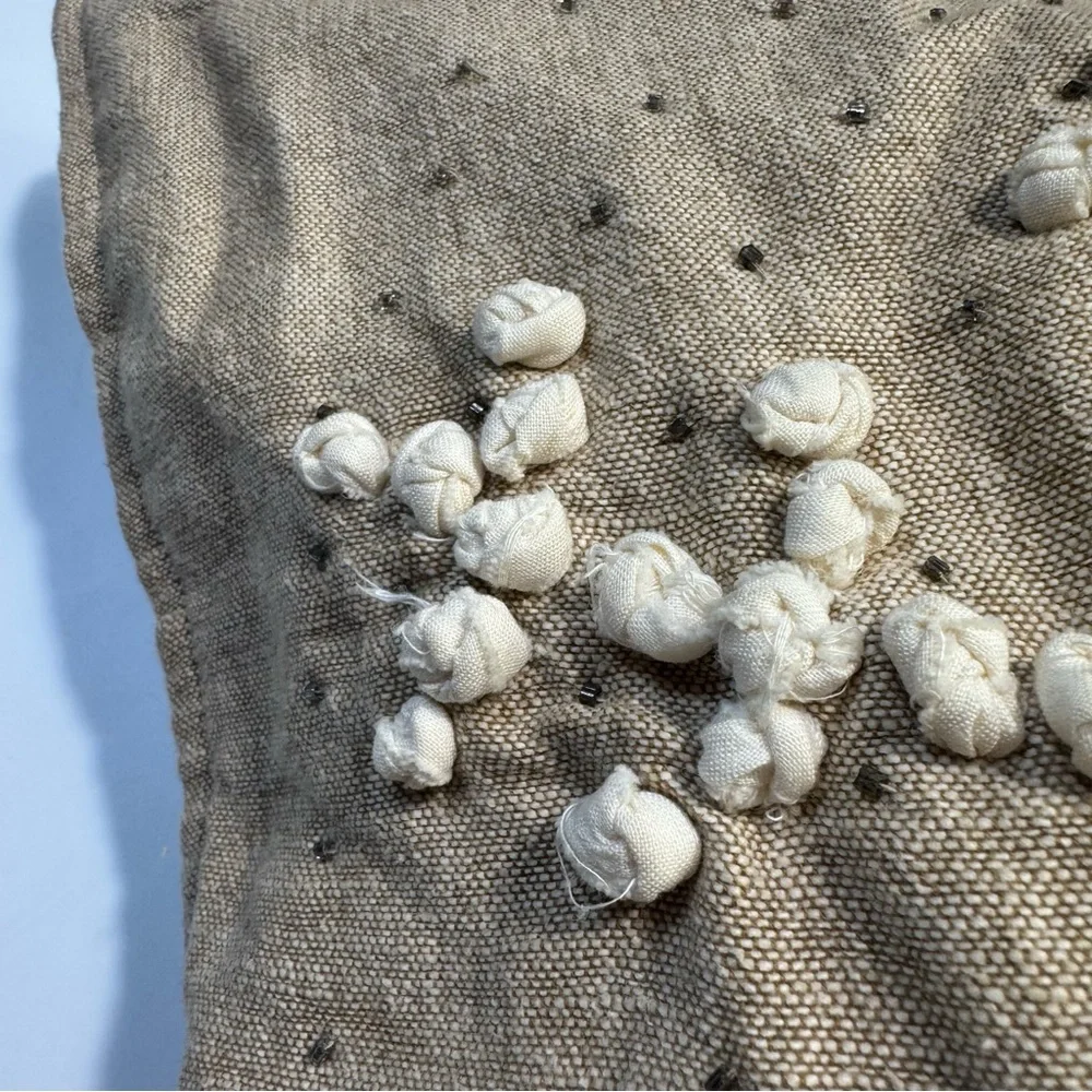 Pottery Barn Tufted Snowflake Pillow Cover 18x18 Farmhouse Neutral Textured
